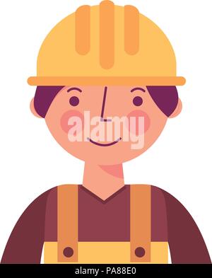 worker contruction in yellow overalls portrait vector illustration Stock Vector