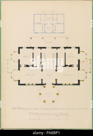 House for Henry Whitney, New Haven, Connecticut (revised plan). Artist and architect: Alexander Jackson Davis (American, New York 1803-1892 West Orange, New Jersey). Dimensions: Sheet: 16 15/16 × 12 5/8 in. (43 × 32 cm). Date: ca. 1836. Museum: Metropolitan Museum of Art, New York, USA. Stock Photo