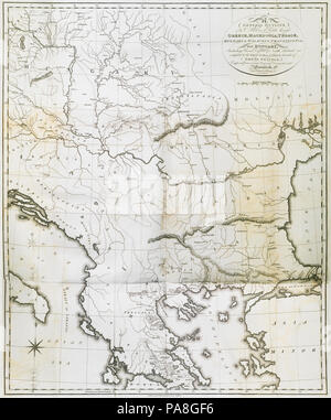 100 General Outline of the Authors Route through, Greece, Macedonia, Thrace, Bulgaria, Walachia, Transylvania, and Hungary - Clarke Edward Daniel - 1816 Stock Photo