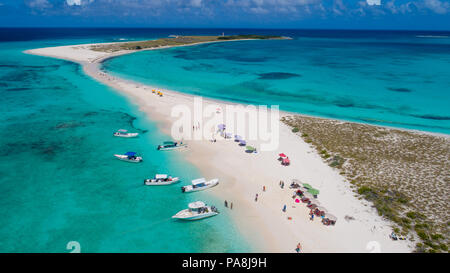 Aerial view Tropical beach of island Cayo de Agua, Los Roques, Venezuela Stock Photo
