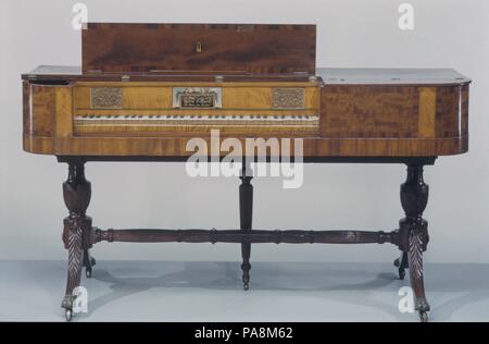 Pianoforte. Culture: American. Dimensions: 36 3/4 x 69 3/4 x 25 in. (93.3 x 177.2 x 63.5 cm). Maker: Case attributed to the Workshop of Duncan Phyfe (1770-1854); Works by Gibson & Davis (American, active ca. 1801-20). Date: 1810-15. Museum: Metropolitan Museum of Art, New York, USA. Stock Photo