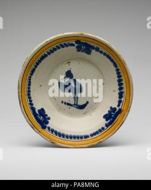 Plate. Culture: Mexican. Dimensions: Diam. 8 1/8 in. (20.6 cm). Date: ca. 1800. Museum: Metropolitan Museum of Art, New York, USA. Stock Photo