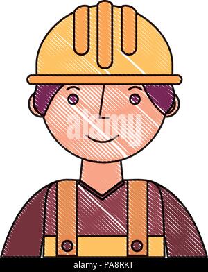 worker contruction in yellow overalls Stock Vector
