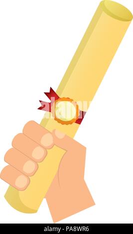 hand holding graduation certificate roll Stock Vector Image & Art - Alamy