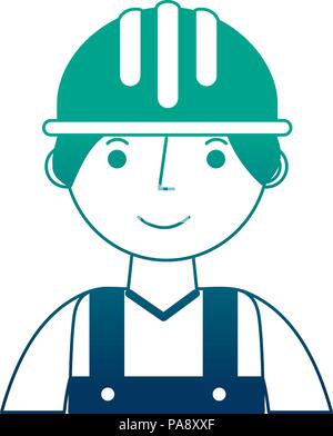 worker contruction in yellow overalls Stock Vector