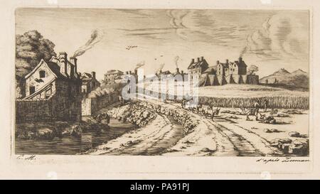 Entrance to the Faubourg Saint-Marceau, Paris. Artist: Charles Meryon (French, 1821-1868); After Reinier Nooms, called Zeeman (Dutch, Amsterdam ca. 1623-1664 Amsterdam). Dimensions: plate: 5 3/8 x 9 1/2 in. (13.6 x 24.2 cm). Date: 1850. Museum: Metropolitan Museum of Art, New York, USA. Stock Photo