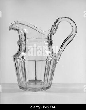 Pitcher. Culture: American. Dimensions: H. 8 1/8 in. (20.6 cm); Diam. 3 3/4 in. (9.5 cm). Date: 1840-50. Museum: Metropolitan Museum of Art, New York, USA. Stock Photo