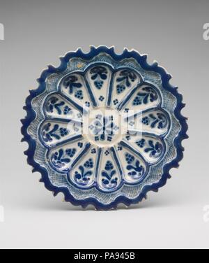 Plate. Culture: Mexican. Dimensions: Diam. 8 1/4 in. (21 cm). Date: ca. 1800-1825. Museum: Metropolitan Museum of Art, New York, USA. Stock Photo