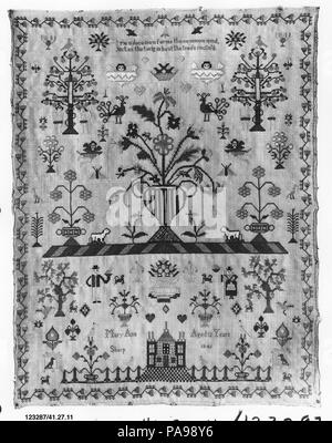 Sampler. Culture: British. Dimensions: H. 16 1/2 x W. 12 3/4 inches (41.9 x 32.4 cm). Date: 1841. Museum: Metropolitan Museum of Art, New York, USA. Stock Photo