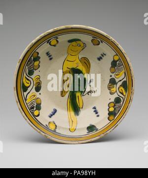 Plate. Culture: Mexican. Dimensions: Diam. 8 1/4 in. (21 cm). Date: ca. 1840. Museum: Metropolitan Museum of Art, New York, USA. Stock Photo