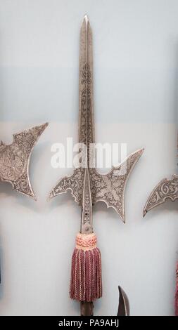 Halberd of Archduke Ernst of Austria (1553-1605). Culture: German. Dimensions: L. 94 3/4 in. (240.7 cm); L. of head 24 1/2 in. (62.2 cm); W. 11 in. (27.9 cm). Date: dated 1593. Museum: Metropolitan Museum of Art, New York, USA. Stock Photo