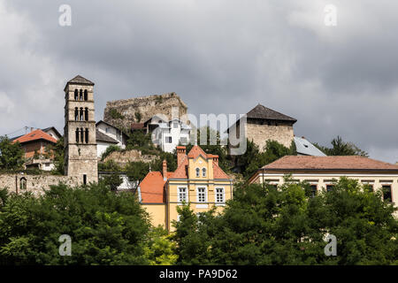 Jajce old town in Bosnia and Herzegovina on a cloudy summer day in the Balkans in Eastern Europe Stock Photo