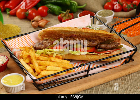 Turkish Kofte Ekmek / Meatball Sandwich Stock Photo
