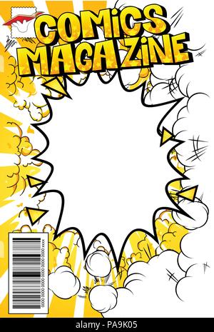 Editable comic book cover with abstract background. Stock Vector
