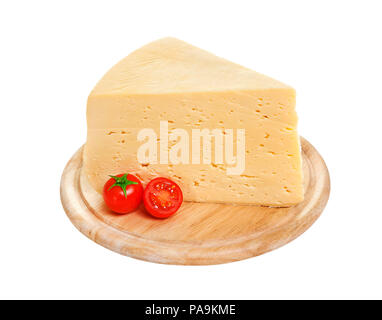 Piece of Russian cheese isolated on white background with clipping path Stock Photo