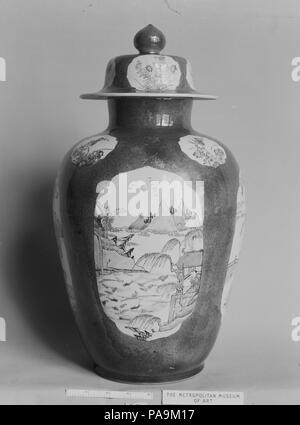 Covered Jar. Culture: China. Dimensions: H. 18 in. (45.7 cm). Museum: Metropolitan Museum of Art, New York, USA. Stock Photo