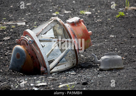 Remains of Soviet era Gulag for Women and fox farm - Atlasov Island, Kuril Islands Stock Photo