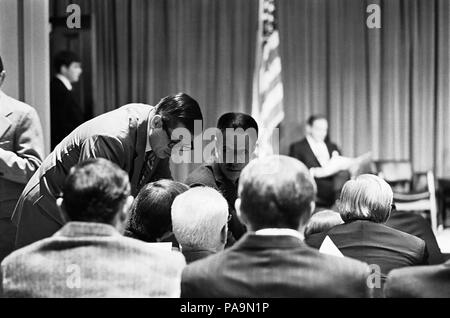 White House Counsel Charles W. Colson with Presidential Chief of Staff H.R. Haldeman on November 15, 1972, during the Watergate investigation period and shortly after the re-election of President Richard M. Nixon. (USA) Stock Photo