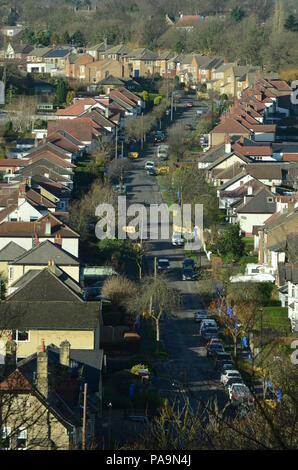 View over the rooftops of a typical residential street in the city of Sheffield, UK Stock Photo