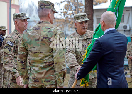 Senior military leaders rehearse a change of command ceremony at Camp ...
