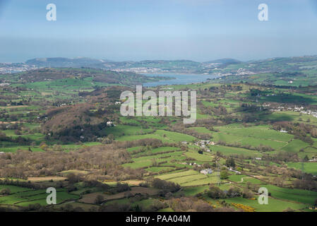 Looking down on the Conwy Valley from Pen-y-Gaer hill fort, Llanbedr-y-Cennin, North Wales, UK. Stock Photo