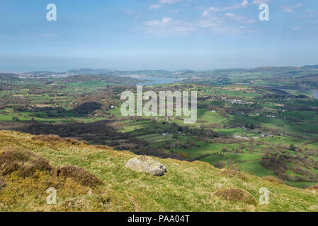 Looking down on the Conwy Valley from Pen-y-Gaer hill fort, Llanbedr-y-Cennin, North Wales, UK. Stock Photo