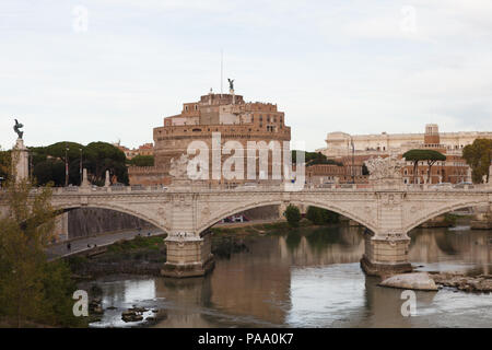 Ponte Vittorio Emanuelle II, the Tiber and the Castel Sant'Angelo. Rome. Italy Stock Photo