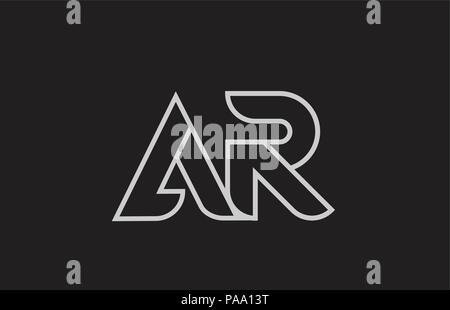 black and white alphabet letter ar a r logo combination design suitable ...