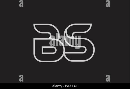 black and white alphabet letter bs b s logo combination design suitable ...