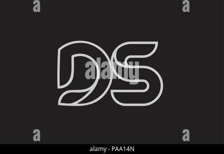 black and white alphabet letter ds d s logo icon design for a company ...