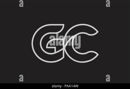 black and white alphabet letter gc g c logo combination design suitable ...
