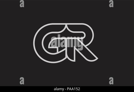 black and white alphabet letter gr g r logo combination design suitable for a company or business Stock Vector