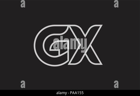 black and white alphabet letter gx g x logo combination design suitable ...