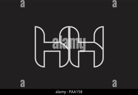 HH black and white combination alphabet bold letter logo with dots ...