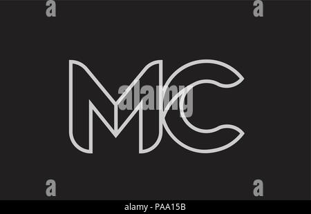 black and white alphabet letter mc m c logo combination design suitable ...