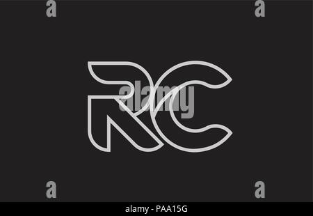black and white alphabet letter rc r c logo icon design for a company ...