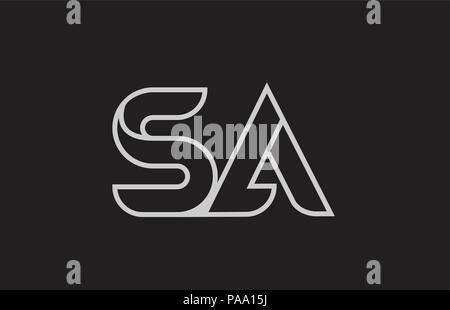 black and white alphabet letter sa s a logo combination design suitable for a company or business Stock Vector