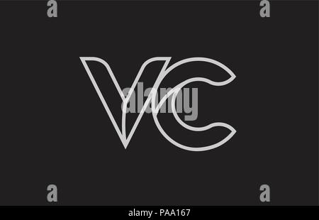 VC black and white combination alphabet bold letter logo with dots ...