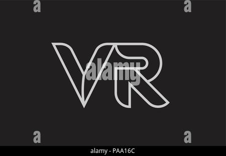 black and white alphabet letter vr v r logo combination design suitable for a company or business Stock Vector