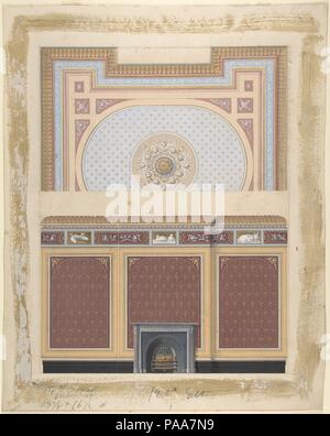 Design for Fireplace Wall and Ceiling. Artist: Anonymous, British, 19th century. Dimensions: image: 14 7/8 x 11 7/16 in. (37.8 x 29.1 cm). Date: second half 19th century. Museum: Metropolitan Museum of Art, New York, USA. Stock Photo