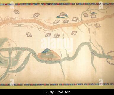 Map of the Grand Canal from Beijing to the Yangzi River. Artist: Unidentified Artist Chinese, late 18th or early 19th century. Culture: China. Dimensions: Image: 21 7/8 in. × 30 ft. 7 in. (55.6 × 932.2 cm)  Overall: H. 32 1/4 in. (81.9 cm). Date: late 18th or early 19th century.  Managing China's complex network of rivers, canals, and irrigation systems has been one of the abiding concerns of its rulers. From the fourteenth century, the Grand Canal served as the major artery for transporting grain from the wealthy agricultural regions south of the Yangzi River to the capital city of Beijing in Stock Photo