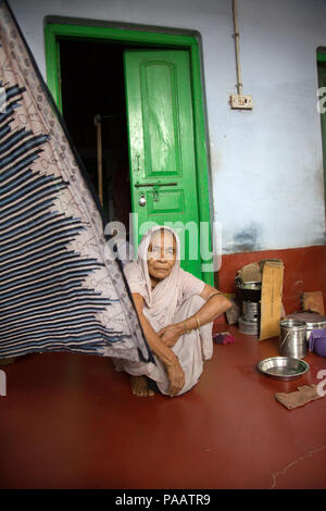 Portrait of Hindu widow woman living in an ashram in Vrindavan , India ...