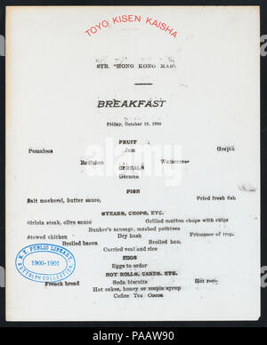 242 BREAKFAST (held by) TOYO KISEN KAISHA (at) EN ROUTE ABOARD HONG ...