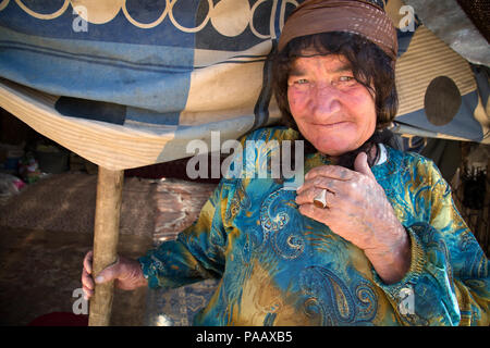 Portrait of Qashqai woman,  nomad people, Iran Stock Photo