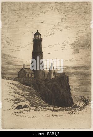 Lighthouse. Artist: Henry Farrer (American, London 1844-1903 New York). Dimensions: sheet: 6 15/16 x 4 7/8 in. (17.6 x 12.4 cm). Date: 1880. Museum: Metropolitan Museum of Art, New York, USA.