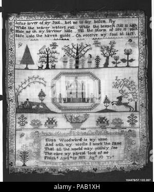 Sampler. Culture: British. Dimensions: H. 15 x W. 13 1/4 inches (38.1 x 33.7 cm). Date: 1818. Museum: Metropolitan Museum of Art, New York, USA. Stock Photo