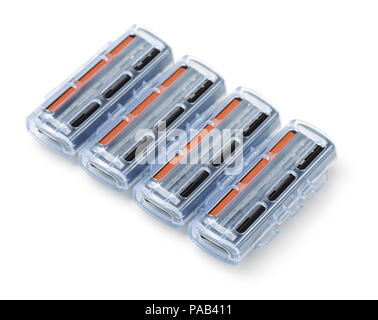 Pack of razor blades refills isolated on white Stock Photo