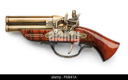 Vintage decorative pistol isolated on white Stock Photo