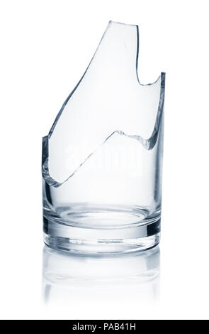 Front view of broken glass isolated on white Stock Photo