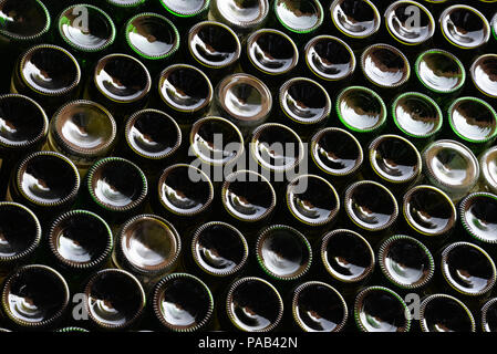 Wall made of  wine  bottles background Stock Photo